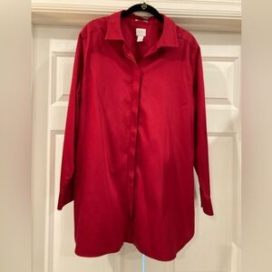 Chico’s no iron blouse color red long sleeve size 3 (XL)